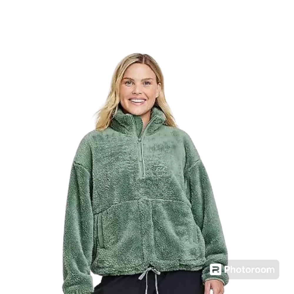 all in motion size 2X fleece pullover 1/4 zip fuzzy cozy sweatshirt NWT